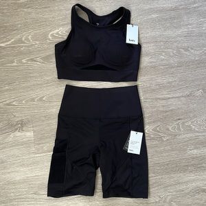 Knix sports bra and biker shorts (leak proof) set